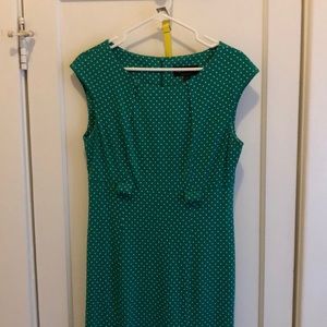 Green dress with polka dots